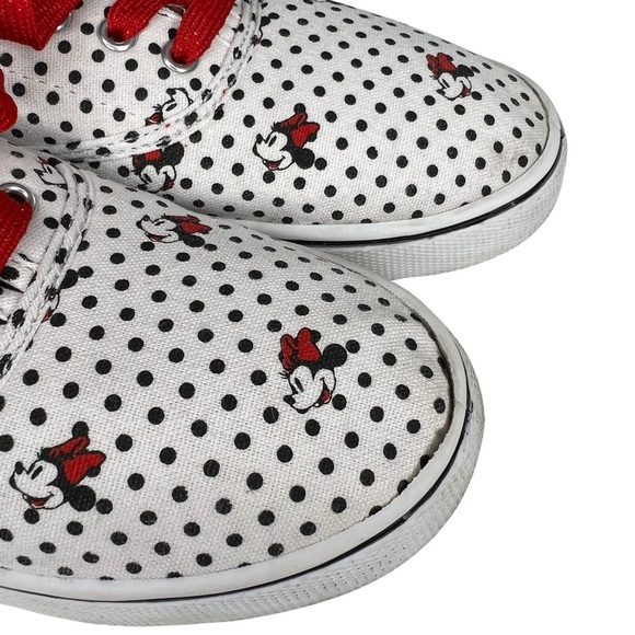 Disney Sneakers Minnie Mouse Polka Dot Canvas Sparkly Laces White Red Black 7 - Picture 10 of 14